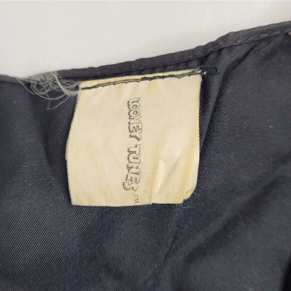 VINTAGE 90s vest Looney Tunes Warner Bros character tile button up tie back S/M - Picture 4 of 7